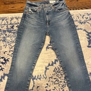 AG high rise slim straight jeans